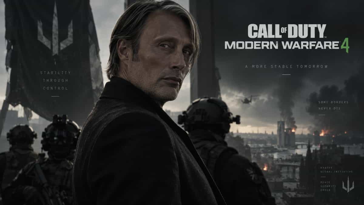 Mads Mikkelsen as villain in *Call of Duty: Modern Warfare 4